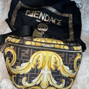 Versace X Fendi Black and Gold Men's Bag